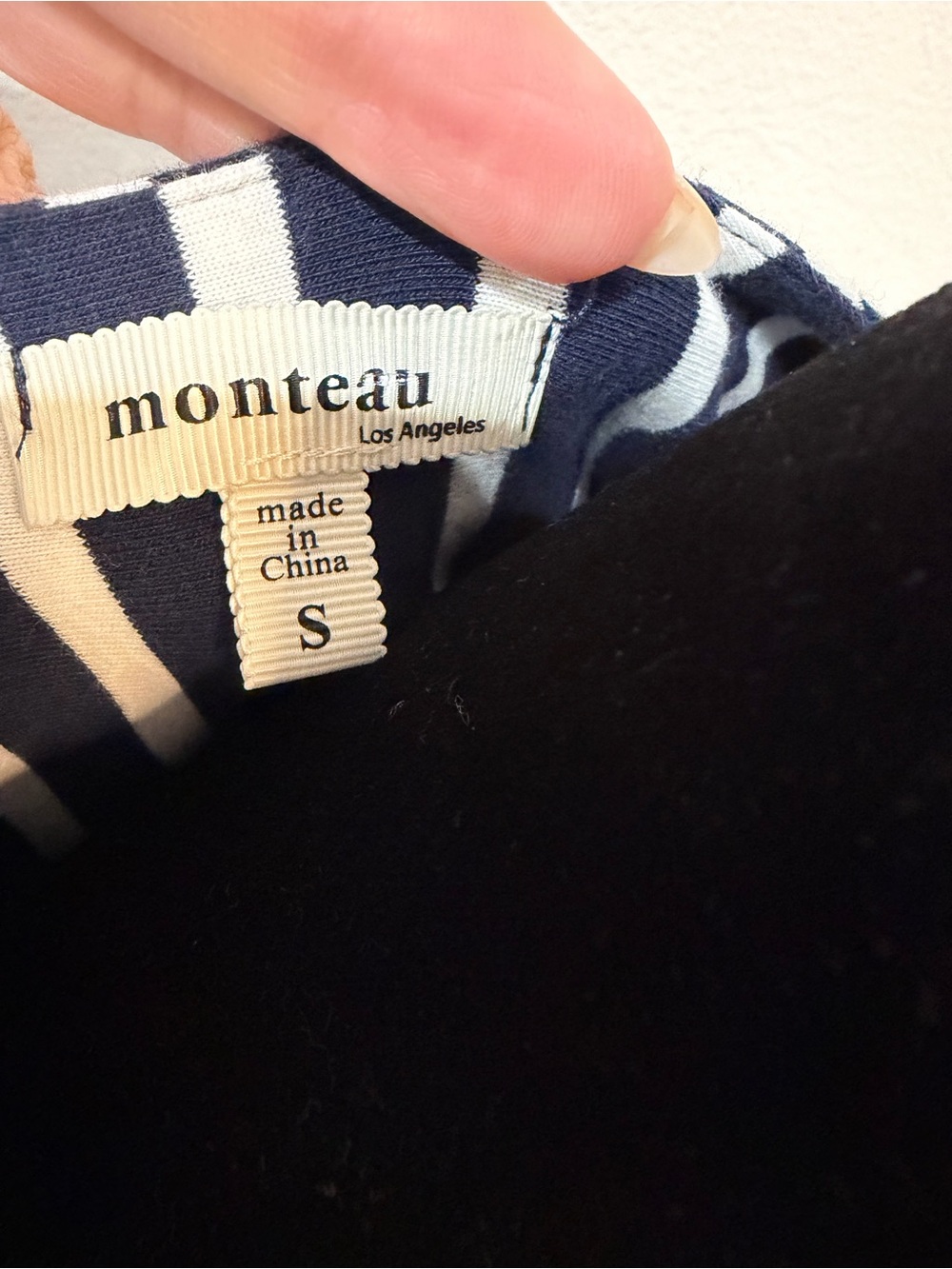 Monteau Navy Stripe Flutter Sleeve Pocket Knit Dress Size Small - Picture 5 of 9